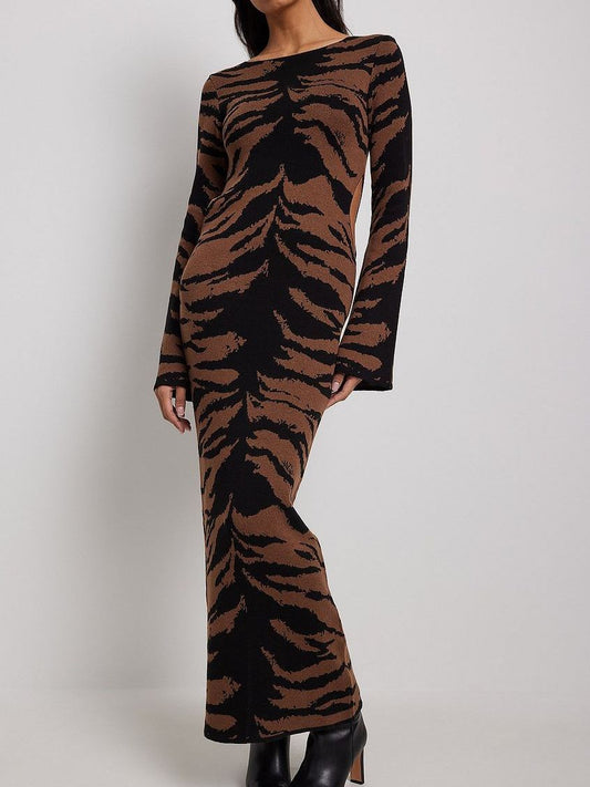 Bell Sleeve Fashion Print Dress for Women