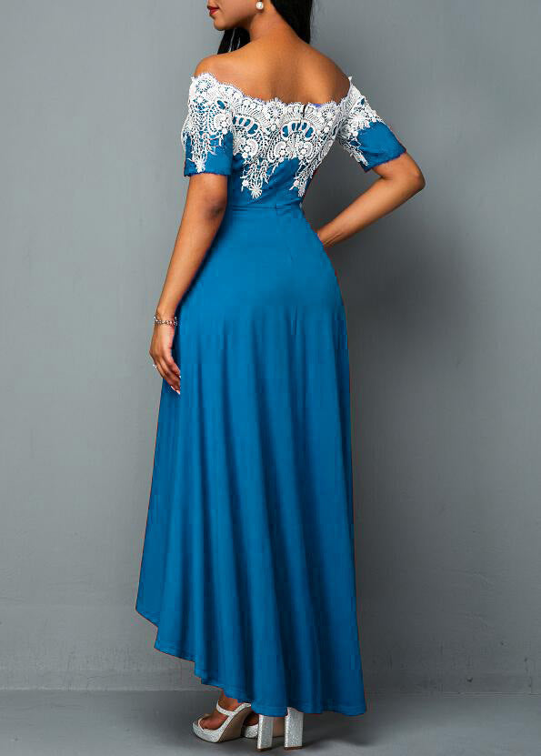 Plus Size Off-Shoulder Lace Panel Maxi Dress for Spring