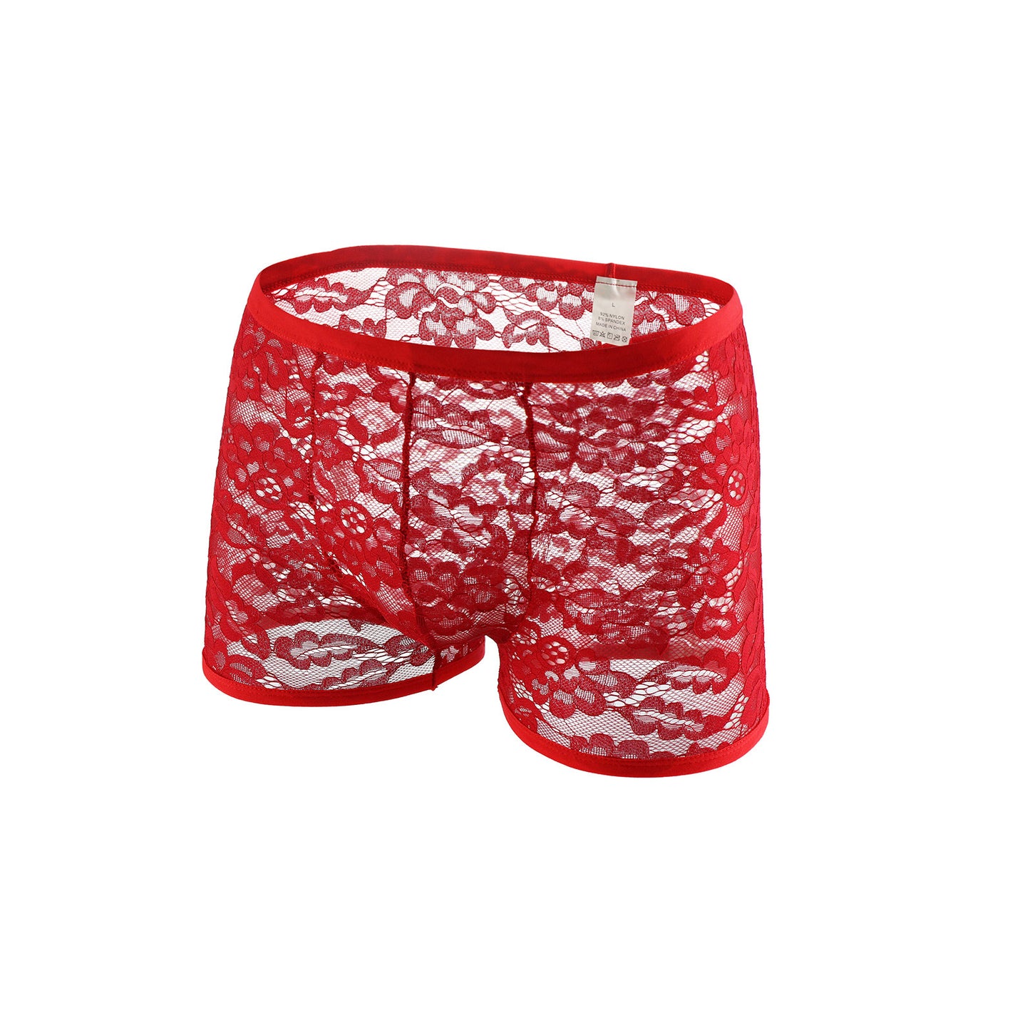Men's Sexy Lace Pattern Mesh Black Thong Briefs