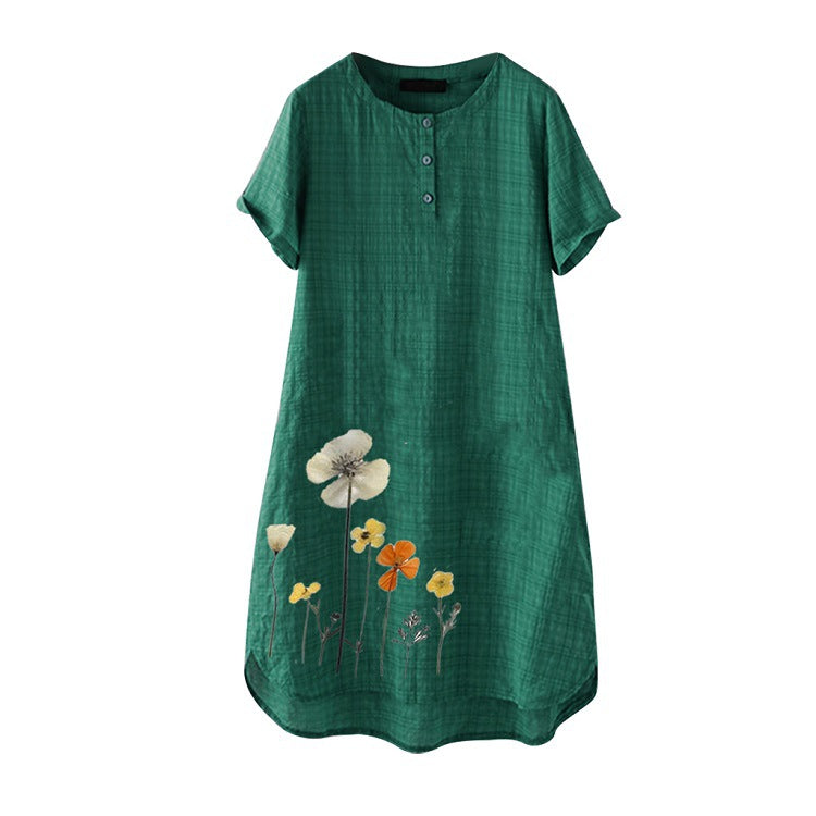 New Retro Round Neck Checkered Dress for Women