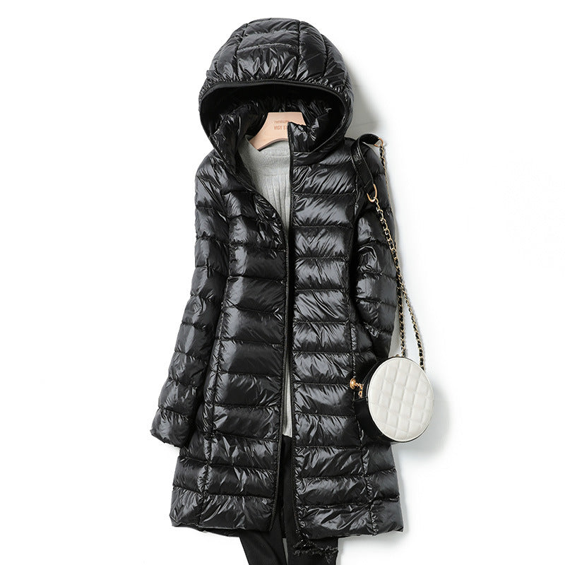 Plus Size Women's Mid-Length Lightweight Down Jacket