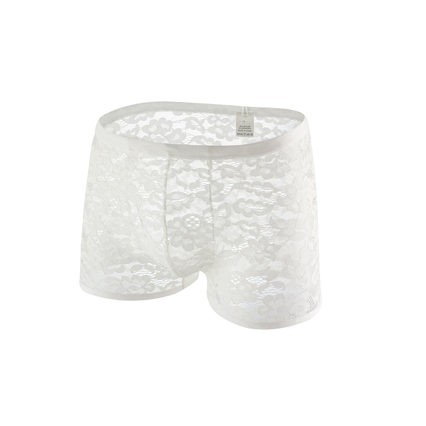 Men's Sexy Lace Pattern Mesh Black Thong Briefs