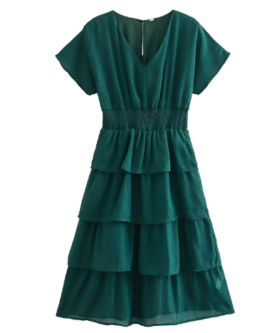 Cake Skirt Short Sleeve Dress with Fluffy Design