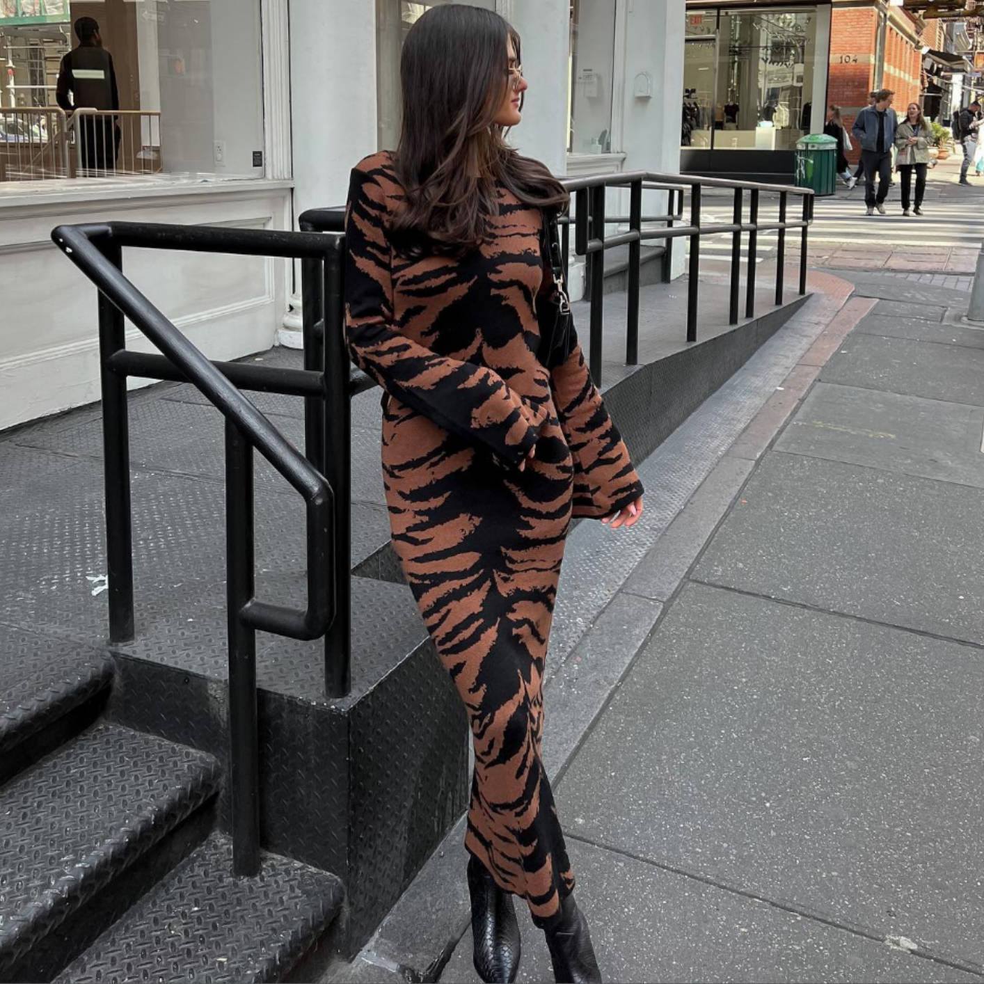 Bell Sleeve Fashion Print Dress for Women