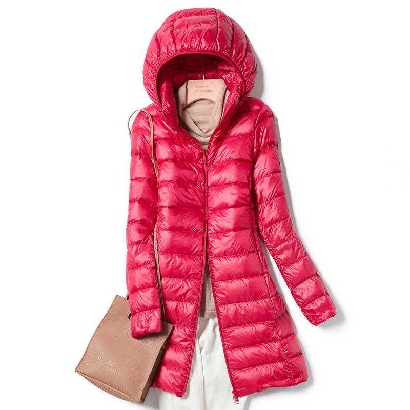 Plus Size Women's Mid-Length Lightweight Down Jacket